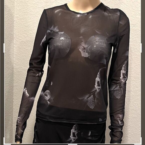 Nwt Rebecca Minkoff LS floral sheer blouse - Picture 1 of 1